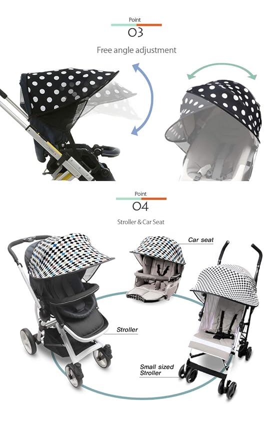 Manito Sun Shade for Strollers and Car Seats - Scandi (Star Grey) UPF 50+