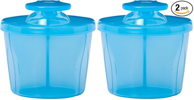 Dr. Brown's Baby Formula Dispenser with Snap-On Lid for On-the-Go Feedings,Milk Powder Dispenser for Traveling with Infant,Blue (Pack of 2)