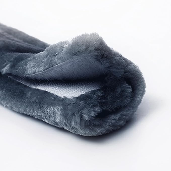 Amooca Soft Faux Fur Universal Fit Seatbelt Cover Car Truck SUV Airplane Seat Belt Shoulder Pad for Carmera Backpack Straps Neck Cushion Protector 2 Pack 10.5in Dark Blue Grey