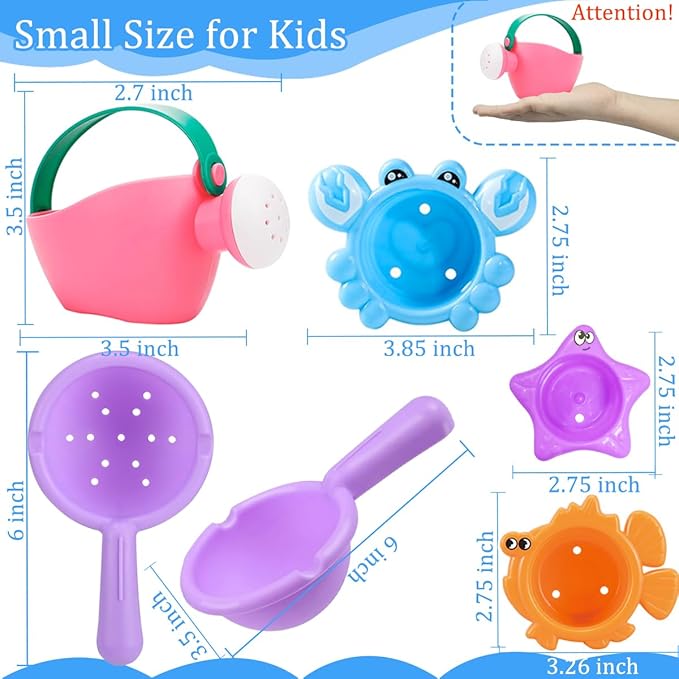 CreateView 6Pcs Toddler Bath Toys for Kids Ages 1-3, Baby Bathtub Toys, Pool Toys, Water Table Toys, Gift