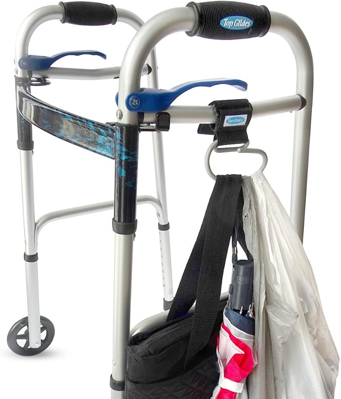 Top Glides Jumbo Swirly Hook for Strollers/Walkers, Silver/Black (Silver)