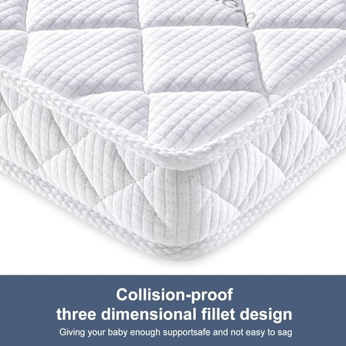 Pack and Play Mattress - 38" x 26"- Premium Knitted Fabric Safety Reinforced Play Yard Mattress - Fits for Graco & Baby Trend & Pamo Babe Playard, Firm Support and Comfort Foam，White