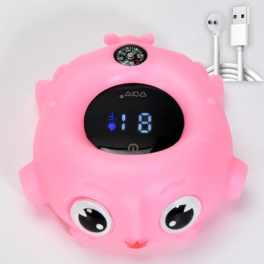 Baby Bath Thermometer with Floating Toys - Digital Water & Room Temperature Monitor, Rechargeable Thermometer with Alerts for Newborn Bath Essentials, Infant Safety