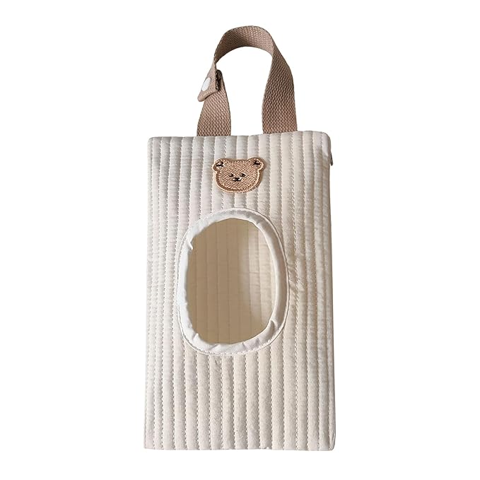 Quilted Baby Wipe Holder Quilted Wipe Pouch Portable Hanging Floral Wet Wipes Bag for Car, Stroller
