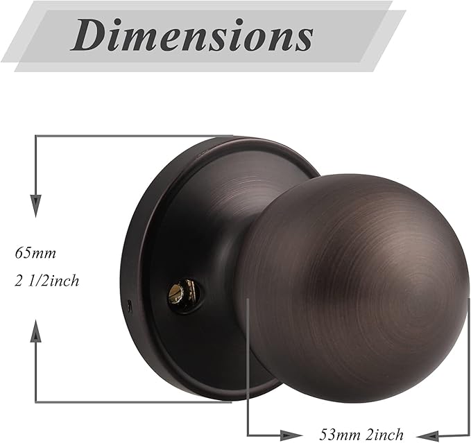 Probrico Dummy Door Knobs Door Locks Round, Half -Dummy Door Handles in Oil Rubbed Bronze