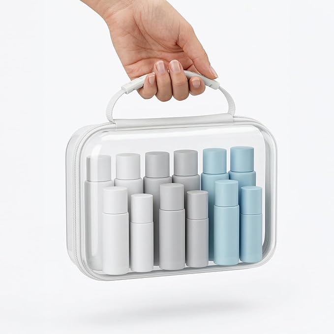 Large Toy Storage Bags with Handle,Clear Hard Shell Zipper Case, 3 Pcs Travel Toiletry Bag,Waterproof toys storage and Organizer Bags for Puzzles,Diapers,Cosmetics,Reusable Organizer Pouch (White1)
