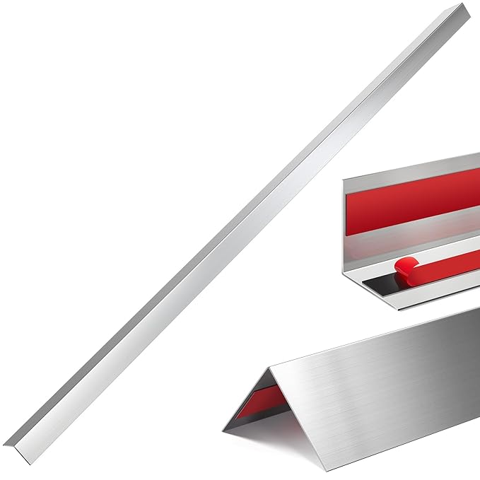 Therwen 5 Pcs 1 x 1 x 48 Inches 304 Stainless Steel Corner Guards Metal Wall Guard Protector Corner Trim Molding for Door Countertop Furniture Cabinet Protection