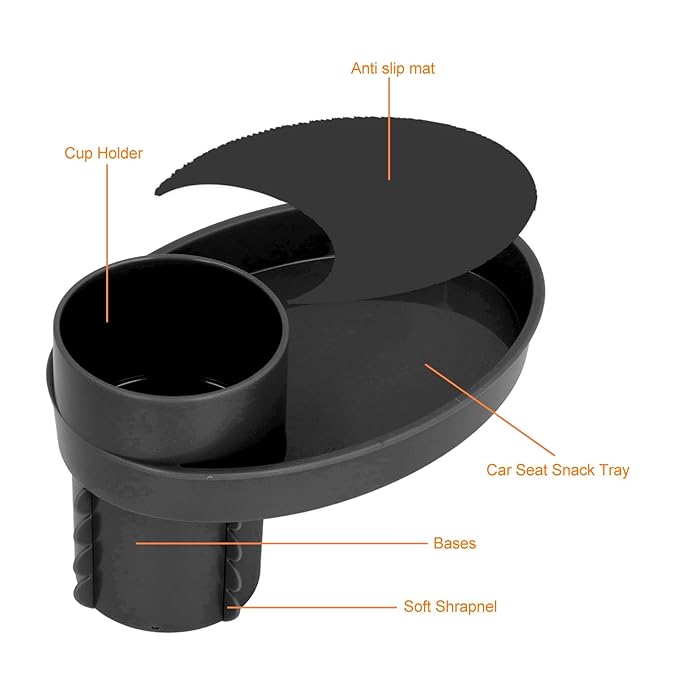 Keenso Car Seat Snack Tray,Portable Travel Rotating Cup Holder Plate for Car Seats, Booster,Stroller (#11)