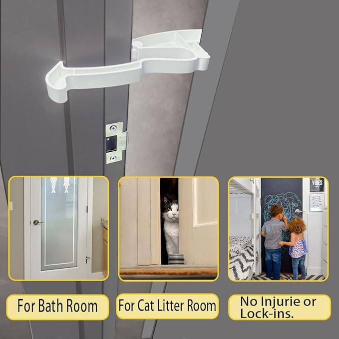 Kids Safety Door Lock, Child Proof Door Latch, Baby Pinch Guard Door Stopper for Knobs & Lever Handles, No Tools Need for Install and Portable [U.S Patent Pending] (White 1 Pack)