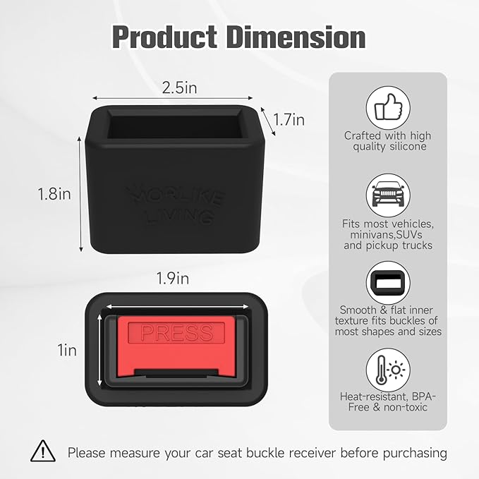 Morlike Silicone Belt Buckle Holder (Black, 2 Pack)