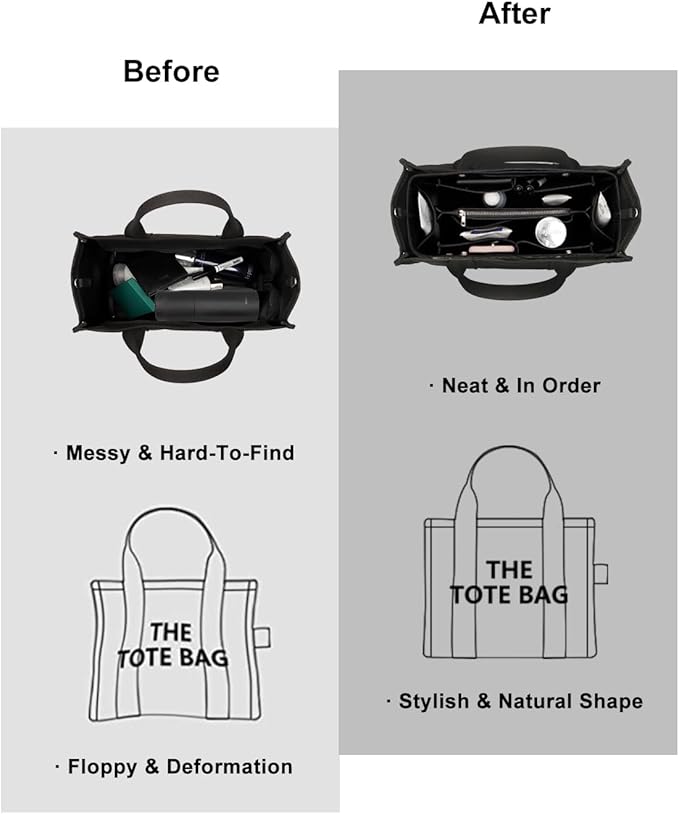 ZTUJO Purse Organizer Insert For Handbags, Silky Bag Organizer With 2 Zippers For Speedy Neverful Tote and More (Black, X-Small)