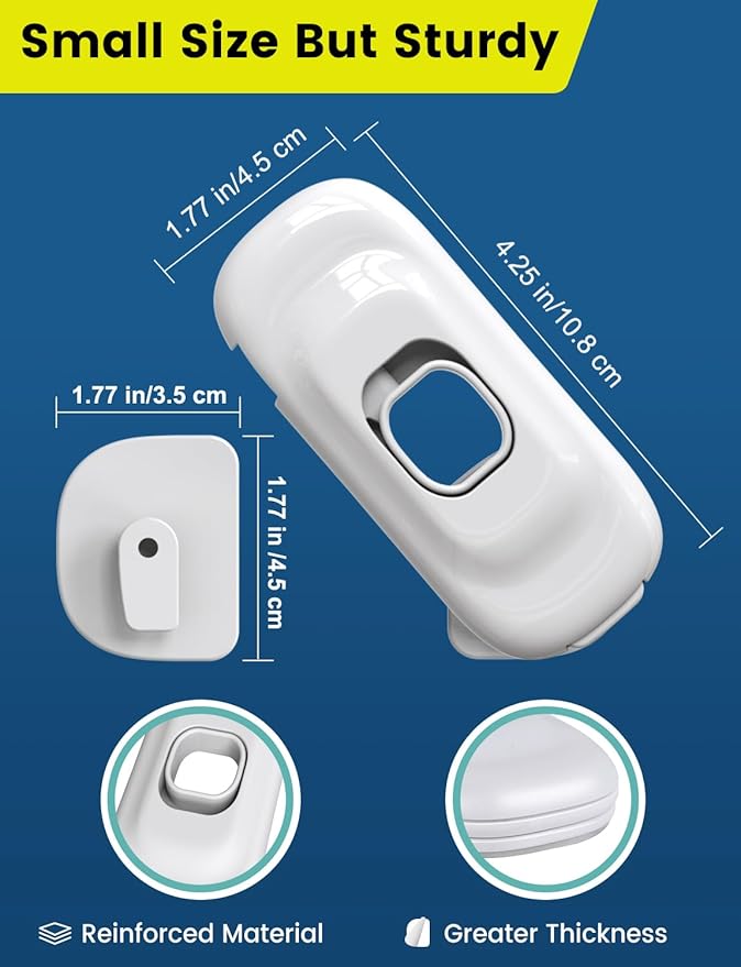 Cabinet Fridge Locks Baby Proofing, 6 Pack Child Proof Cabinet Refrigerator Locks, Baby Child Safety Frigerator Locks for Cabinets, with Strong Adhesive Pad for Draw Kitchen Oven (White, 6 Pack)