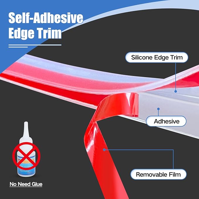 Clear Rubber Edge Trim, Self-Adhesive Transparent Edge Protector for Sheet Metal Parts, Car Doors, Flexible Silicone Rubber Material, Size 1/16"(1.5mm), Fit 0-3/32"(2mm), U Channel Edge Guard, 20Ft