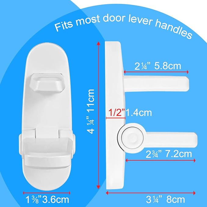 Childproof Door Lever Lock Baby Safety Locks for Doors (3 Pack) Improved Door Safety for Kids, 3M Adhesive No Drilling Child Safety Door Handle Lock. Simple Install, No Tools Needed (Black, 3)