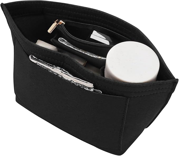 Felt Purse Organizer Insert for Longchamp Le Pliage M Handbag Insert (Medium, Black)