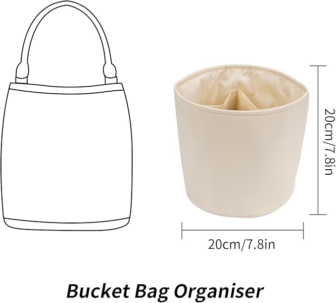 NOTAG Purse Organizer Insert Nylon Round Bucket Bag Organizer for Handbag Small Tote Dividers Insert (Beige)