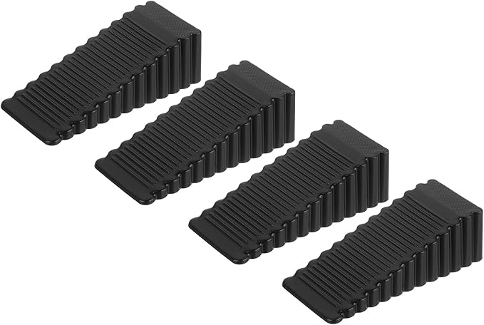 uxcell 4 Pcs Door Stoppers for Bottom of Door, 28mm/1.10 Inch Door Stops, Rubber Door Stopper Wedge Anti Slip, Window Stopper Door Stackable, Black