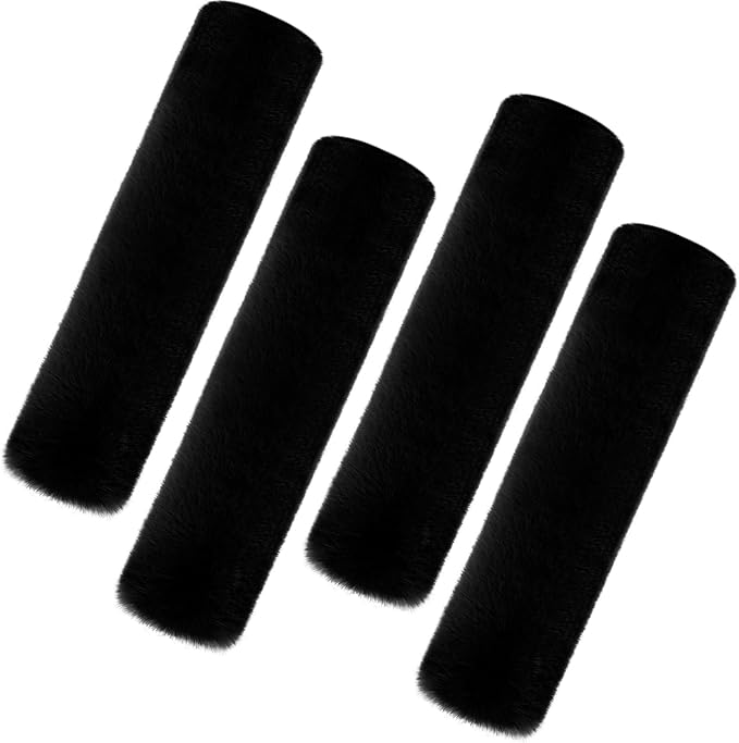 Boao 4 Pack Faux Sheepskin Car Seat Belt Pads Seatbelt Protector Soft Seat Belt Shoulder Strap Cover Comfort Harness Pad(Black, 11.8 Inch)