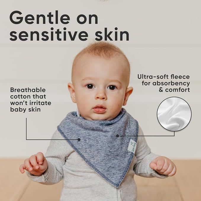 Copper Pearl 4 Pack Soft Cotton Baby Bibs for Drooling and Teething, Absorbent Drool Bibs for Baby Girl and Boy, Adjustable to Fit Newborns to Toddlers, Tons of Styles (Lennon)