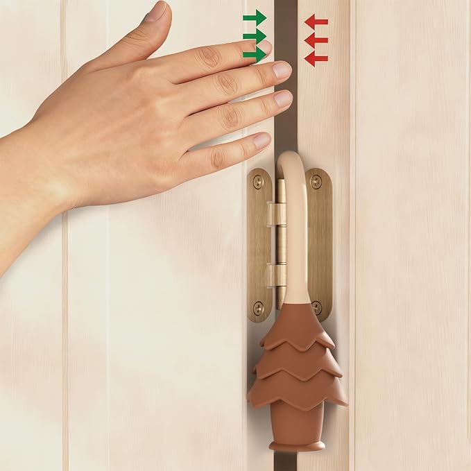 YOFENZO Christmas Tree Hanging Silicone Door Pinch Guard and Anti Door Slam Stopper,Child Safety Finger Pinch Guard,Baby Proofing Doors to Keep Door Open Stop Door from Slamming(4 PCS, Colorful)