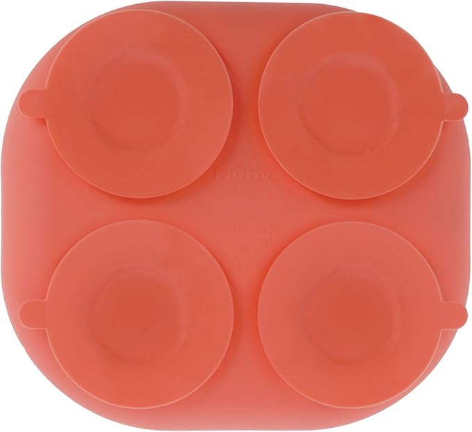 Nuby Silicone Rectangle Suction Plate with Lid - Dishwasher-Safe Baby and Toddler Plate - 6+ Months - Aqua and Coral - Back to School Essentials