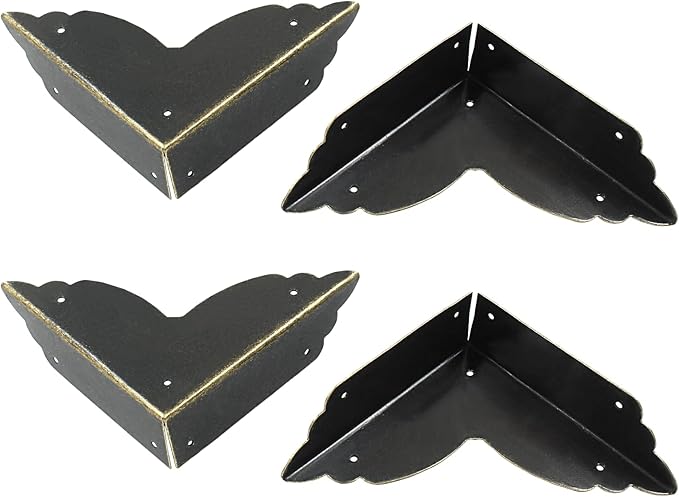 8Pcs Black Metal Corner Protector,2.76''x2.76'' Box Corner Protectors,Decorative Metal Corner Guards,Antique Edge Cover with Mounting Screws
