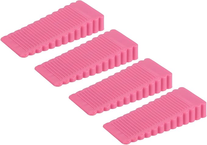 uxcell 4 Pcs Door Stoppers for Bottom of Door, 15mm/0.59 Inch Door Stops, Rubber Door Stopper Wedge Anti Slip, Window Stopper Door Stackable, Pink