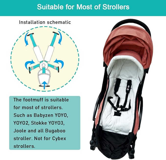 Universal Pushchair Footmuff for Babyzen YOYO/YOYO2 /Joolz/Bugaboo, Waterproof Fabric Base, Easy-Clean, Warm Foot Cover for Strollers
