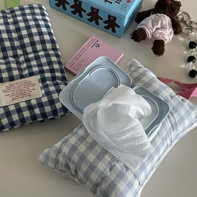 Quilted Baby Wipe Holder Quilted Wipe Pouch Portable Hanging Floral Wet Wipes Bag for Car, Stroller