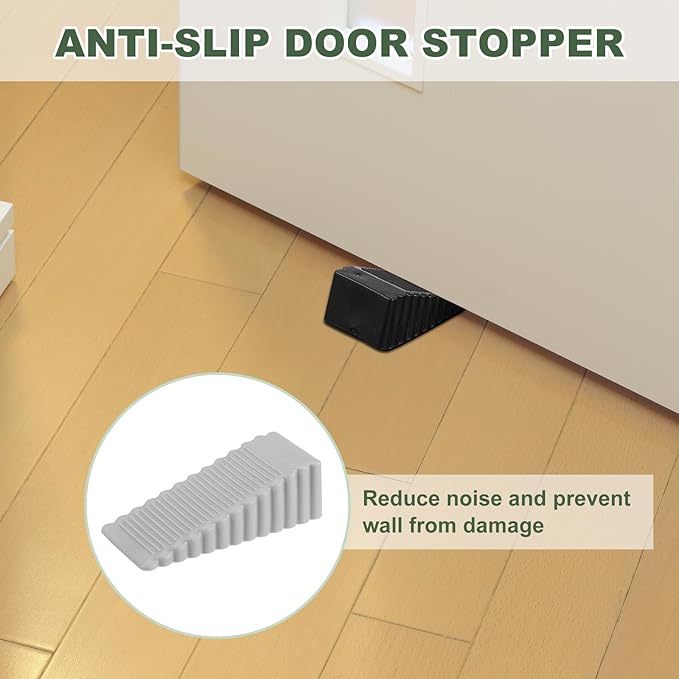 uxcell 4 Pcs Door Stoppers for Bottom of Door, 28mm/1.10 Inch Door Stops, Rubber Door Stopper Wedge Anti Slip, Window Stopper Door Stackable, Grey