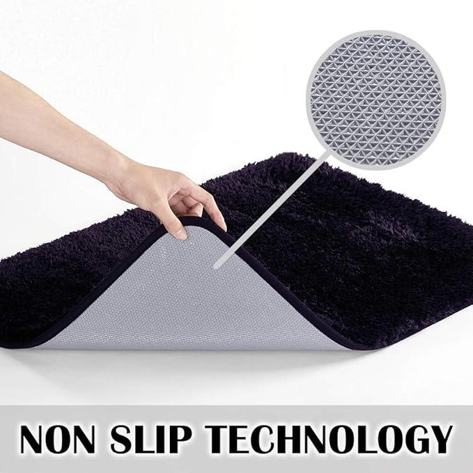 Suchtale Large Extra Soft and Absorbent Shaggy Bath Mat (24 x 40, Dark Purple) Machine Washable Microfiber Non Slip Bath Mat for Bathroom Floor