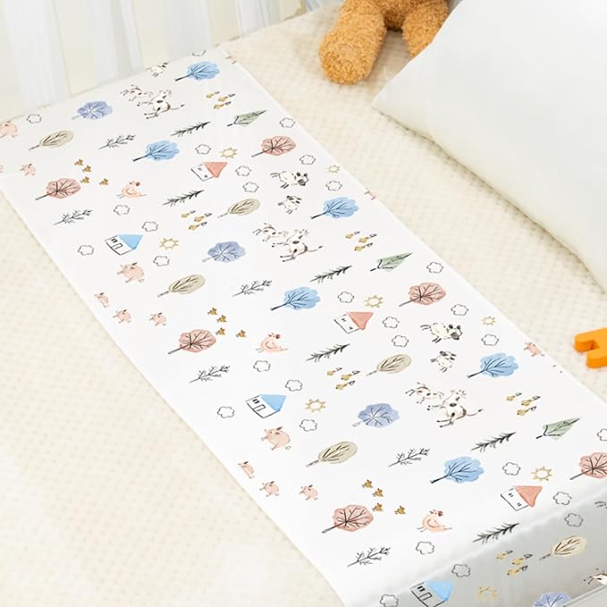 PROMEED 100% Mulberry Silk Crib Sleeve for Baby Hair Loss Prevention, Premium 23 Momme Natural Silk Bassinet Slip for Bassinets/Cradles/Cots/Cribs (Farm Animals)