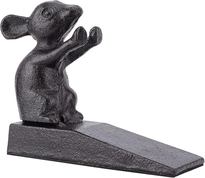 Earl Diamond Heavy Duty Cast Iron Cute Mouse Door Stops | Decorative Cute Animal Statue Metal Door Stopper Wedge, with Non-Slip Mat for Home Office Commercial