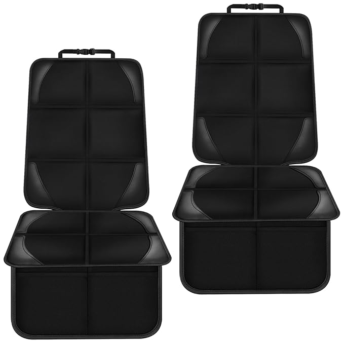 Bacgnyer Car Seat Protector, 2 Pack Carseat Seat Protectors for Child Baby Car Seat Mat Vehicle Pet Cover, Waterproof & Durable 600D Fabric Car Seat Cover with Non-Slip Backing and Mesh Pockets