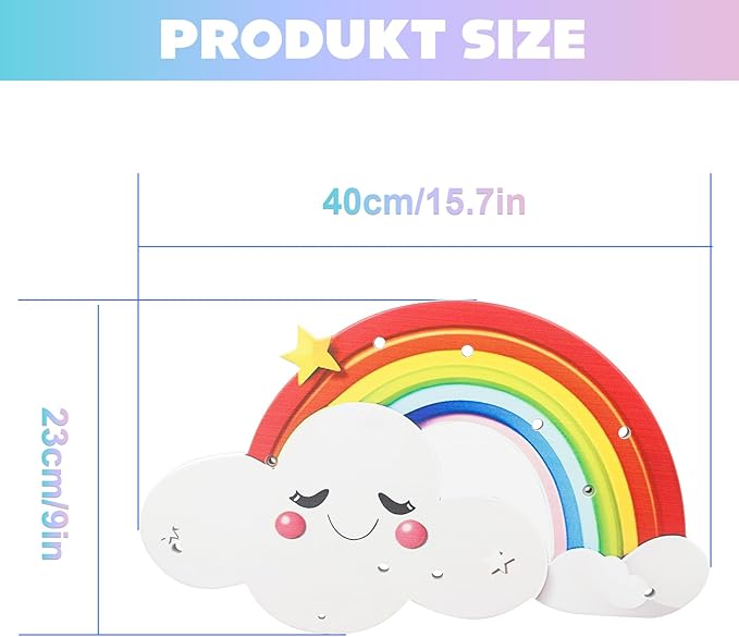 Wall Shelf (Rainbow) for Toniebox, Headphones,Charging Station and 18-24 Tonie Figures, Magnetic Wooden Floating Shelf Compatible with Toniebox MP3 Audio Player & Character, Storage Rack for Kids