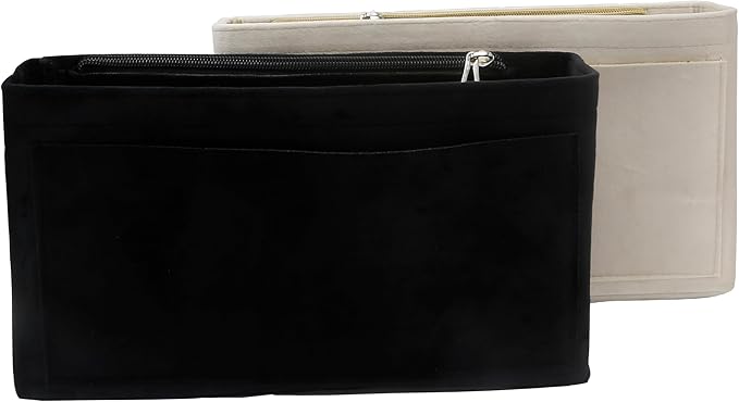 Purse Organizer Insert, Suede Bag Organizer Handbag Tote Shaper, Suede Material, Soft and Non Damaging Bag (Black, Slender Large)