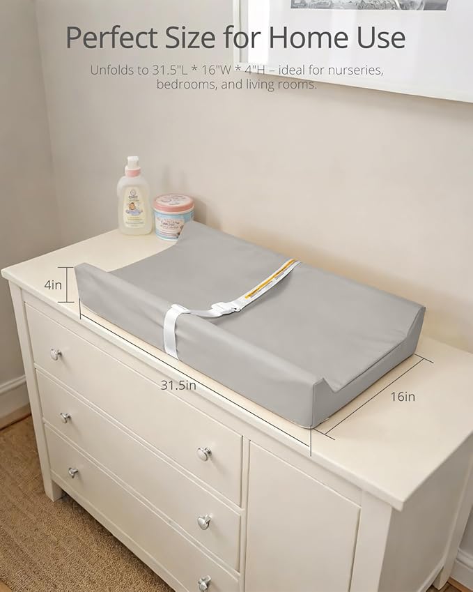 Baby Changing Pad - Vegan Leather Changing Pad, Wipeable Changing Pads, 31.5" x 16" Diaper Waterproof PU Changing Mat for Dresser Table