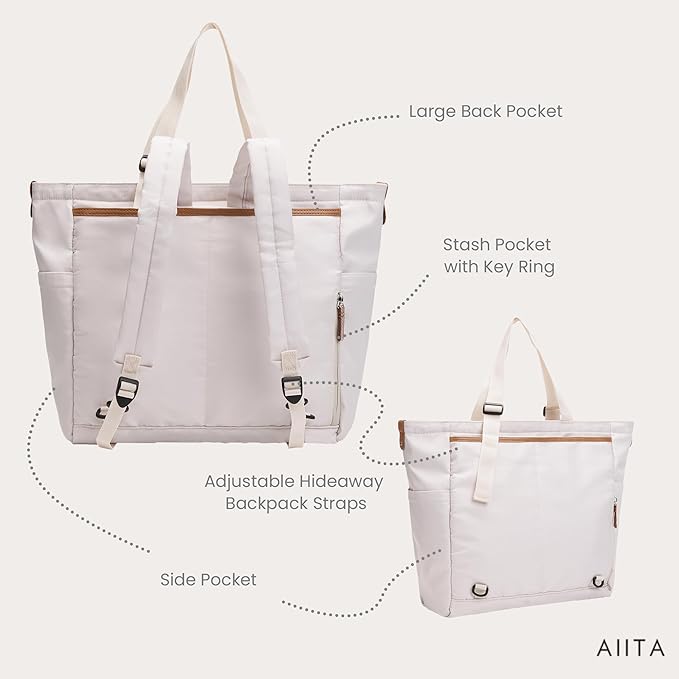 AIITA Diaper Bag Tote,Baby Diaper Bags,Convertible Diaper Bag Backpack,Crossbody Tote Bag for Women,Stylish Shoulder Bag with Changing Pad,Baby Registry, Work Tote,Travel Gym Bag,White