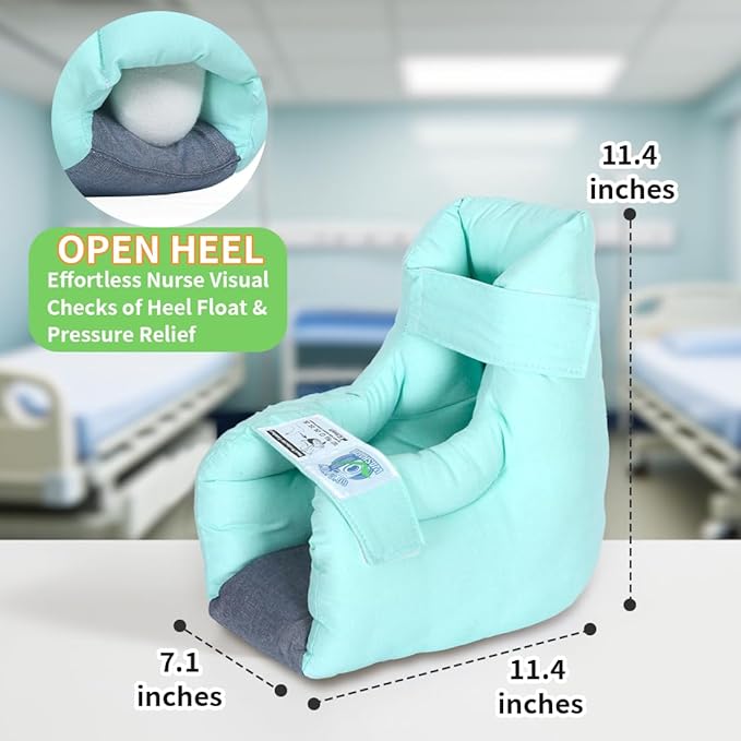 EZ Assistive 1pc Heel Protector Cushion Foot Pillow Remove Pressure and Bedsores,Heel Protectors for Pressure Sores for Heal Protection (Green, 2pcs)