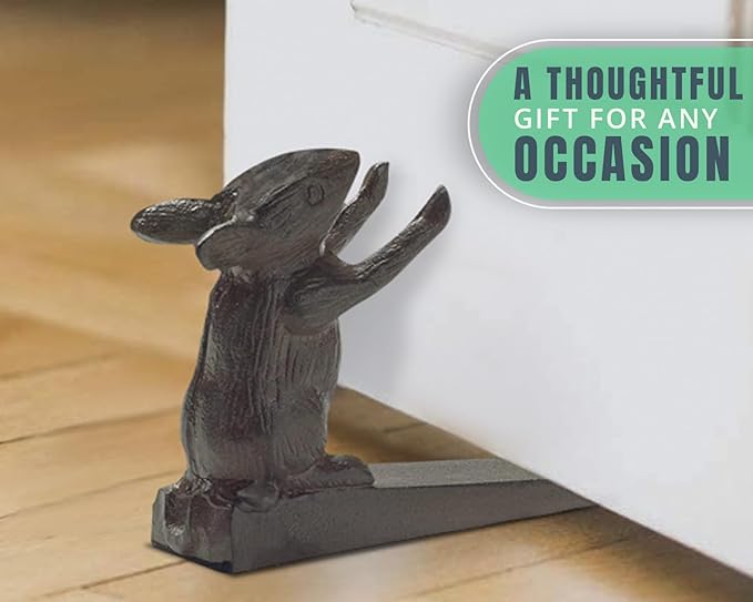 Comfify Vintage Cast Iron Mouse Door Stop Wedge – One Heavy Decorative Piece with Felt Bottom – Rust Brown Finish