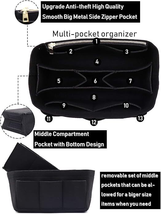 LEXSION Felt Purse Insert Bag Organizer Bag In Bag For Handbag Purse Organizer Fits Speedy Neverfull
