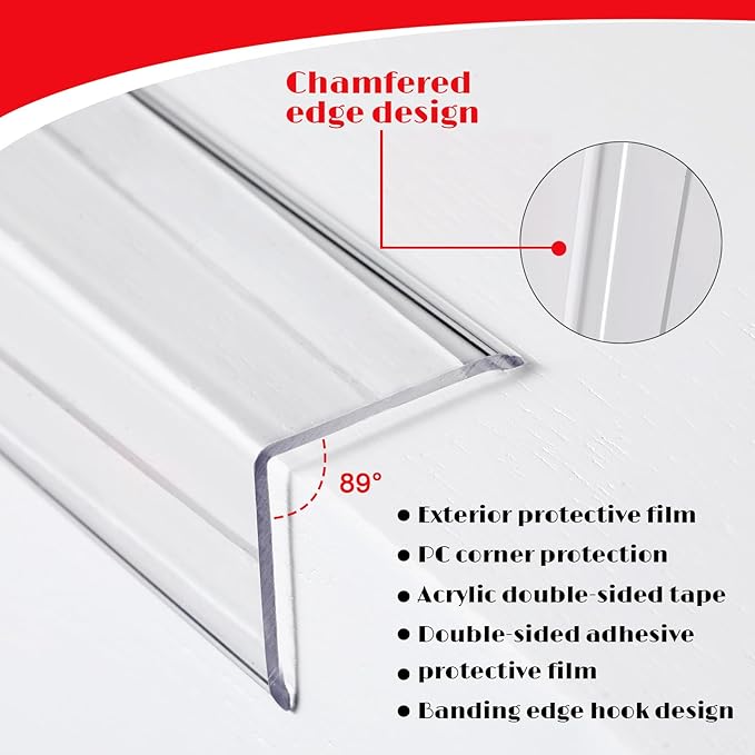 10 Pcs Wall Corner Protector, Clear Self-Adhesive Corner Protectors for Walls for Baby, Furniture, Door, Tables, Cover Sharp Furniture, Easy to Install (59.06'' x 1.18'')