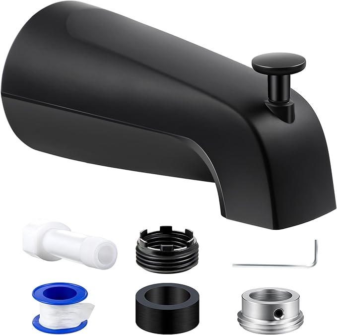 Dreyoo Tub Spout (Universal Fits 1/2" Copper Pipe, 1/2" IPS and 3/4" IPS), Bathroom Bathtub Faucet with Adapters and Hex Wrench(Matte Black,Simple)