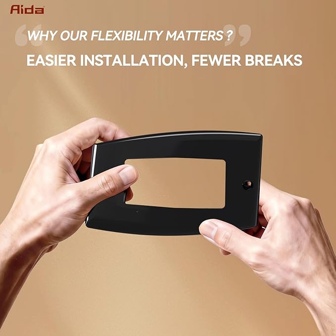 AIDA Decorative Wall Plate, 1-Gang Mid-Size, Unbreakable Polycarbonate Faceplates. Designed for decorator devices, UL Listed,Screws Included(4 Pack, Glossy Black)