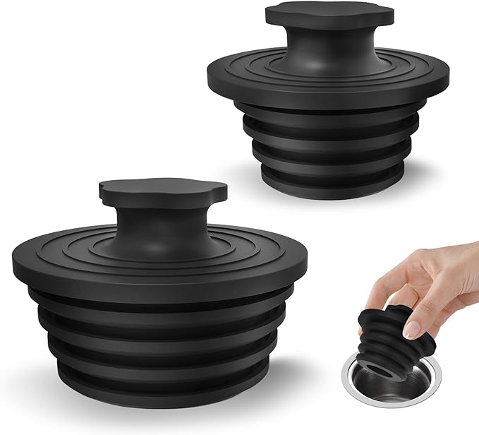 Bathtub Drain Stopper - 2 Pack Silicone Universal Shower Drain Cover, Tub Stopper Bathtub Drain for Bathroom, Tub, and Shower Drain - Easy Install Shower Drain (Black)