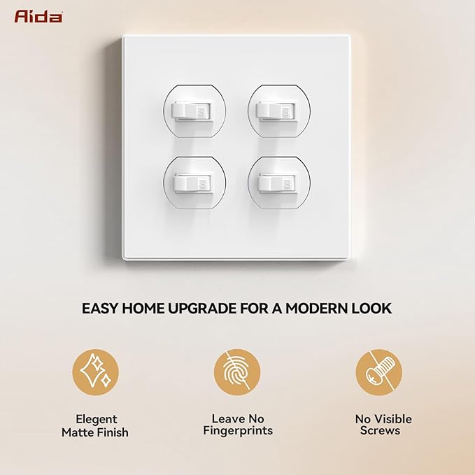 AIDA 2-Gang Screwless Wall Plates - Mid-Size Thermoplastic Cover for Duplex & Combo Receptacles and Toggle Switches - Unbreakable & UL Listed - 10 Pack,Matte White