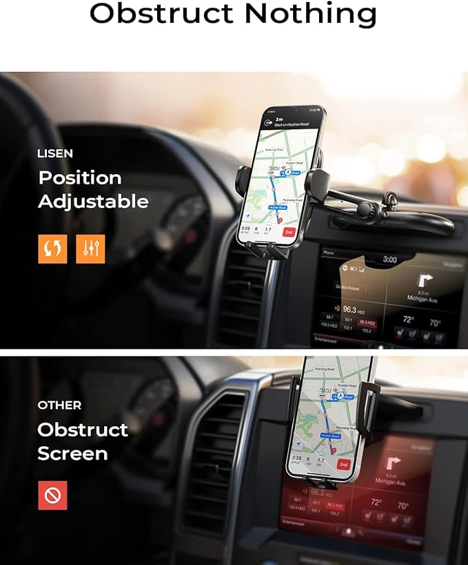 LISEN CD Phone Holder for Car iPhone 17 Adjustable CD Slot Phone Mount Holder Sturdy Cell Phones Holders for Your Car Accessories for Samsung Galaxy S25 S24 iPhone 16 15 Pro Max All Phones