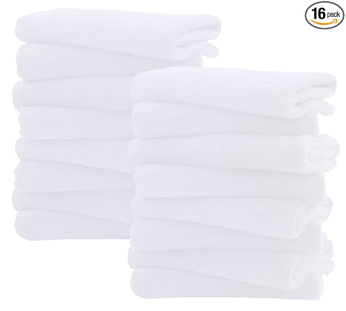Spotted Play 16 Pack Burp Cloths for Baby - 20" by 10" Ultra Absorbent Burping Cloth, Newborn Towel - Milk Spit Up Rags - Burpy Cloths for Unisex, Boy, Girl - Burp Cloths Set (White)