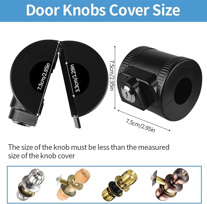 Child Proof Door Knob Cover Lock for Dementia Elderly Safety - Universal ABS Plastic Lock-Out Device for Bedroom, Bathroom, Gas Valve & Outdoor Faucets (Fits Most Circular Knobs)-1 Pack