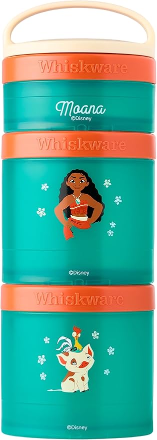 (Moana) DiSNEY PRINCESS Whiskware Stackable Snack Pack - 3 Jar + Handle - Blue/Orange/Pink